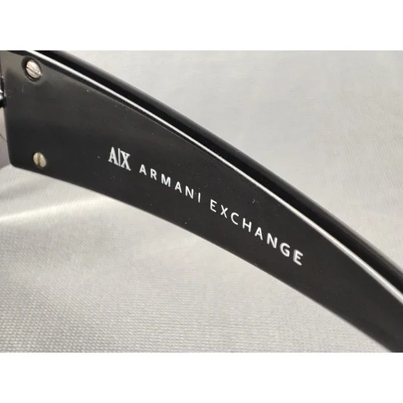Armani Exchange AX063/S Shield Sunglasses Black Smoke Lens Silver Logo Y2K - Picture 10 of 11